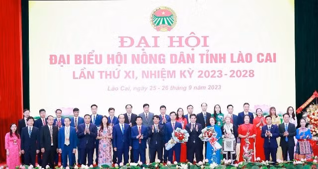 Ban chấp hành Hội Nông dân tỉnh Lào Cai khóa XI, nhiệm kỳ 2023-2028. (Ảnh: QUỐC HỒNG)
