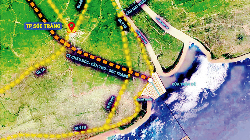 Vị trí cảng biển Trần Ðề khi kết nối vào hệ thống giao thông.