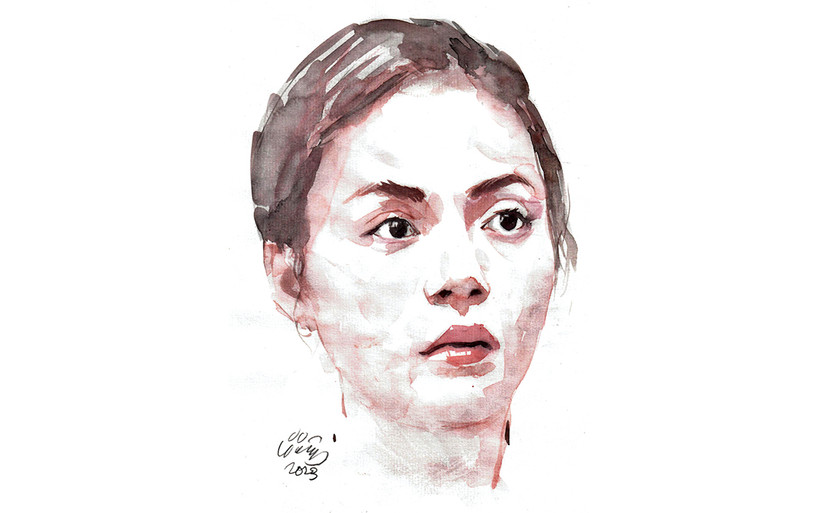 Ký họa chân dung diễn viên Thu Quỳnh của họa sĩ Đỗ Hoàng Tường. 