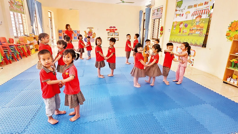 Giờ học của Trường mầm non xã Ngũ Kiên, huyện Vĩnh Tường.