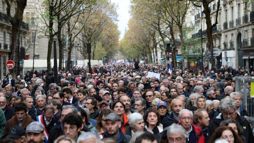 Tuần hành chống chủ nghĩa bài Do Thái ở Pháp. (Ảnh REUTERS)