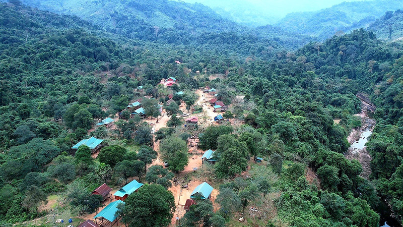 Bản Dốc Mây, xã Trường Sơn nhìn từ trên cao.
