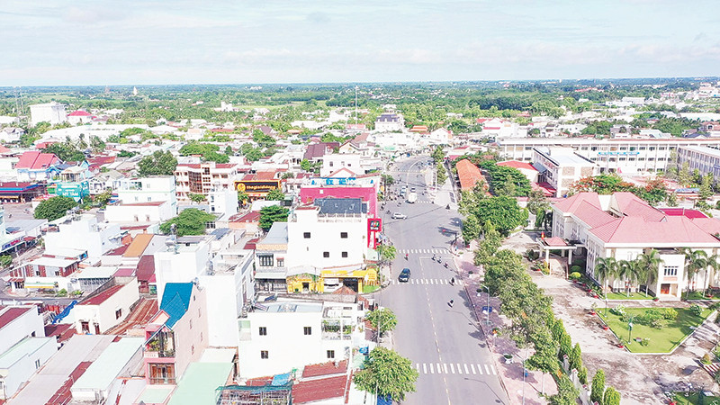 Một góc thị xã Hòa Thành.