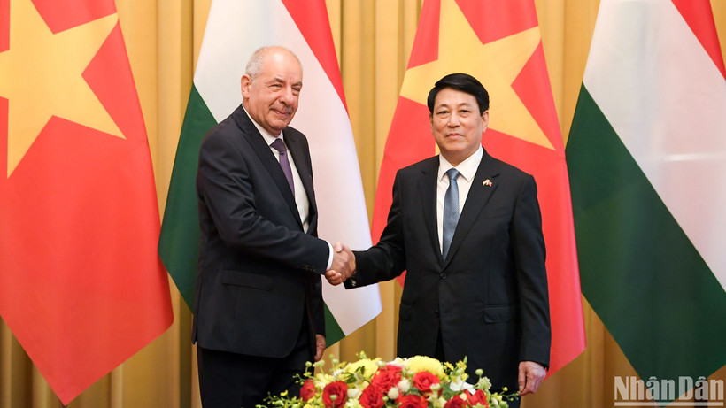 Chủ tịch nước Lương Cường hội đàm với Tổng thống Hungary Sulyok Tamás.