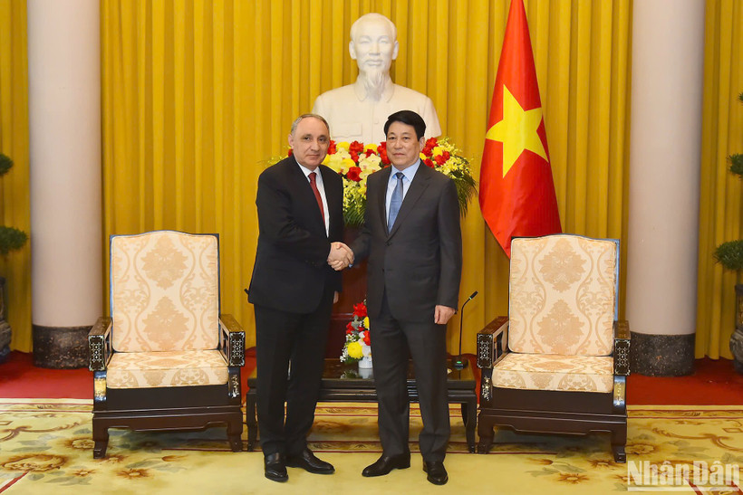 Chủ tịch nước Lương Cường tiếp Viện trưởng Viện Kiểm sát Tối cao Azerbaijan Kamran Bayram Aliyev.