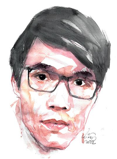 Ký họa chân dung nhà thơ Lê Đình Tiến của họa sĩ Đỗ Hoàng Tường.