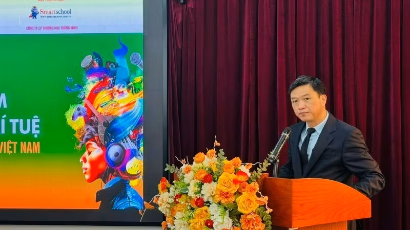 Ông Lưu Hoàng Long, Cục trưởng Cục Sở hữu trí tuệ (Bộ Khoa học và Công nghệ) phát biểu tại hội thảo. (Ảnh: BÍCH LIÊN)