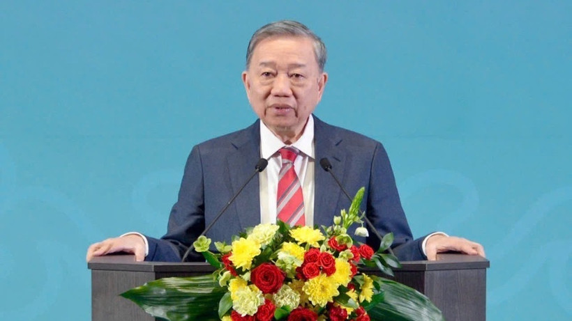 Tổng Bí thư Tô Lâm phát biểu tại Học viện Tổng thống. (Ảnh: TTXVN)
