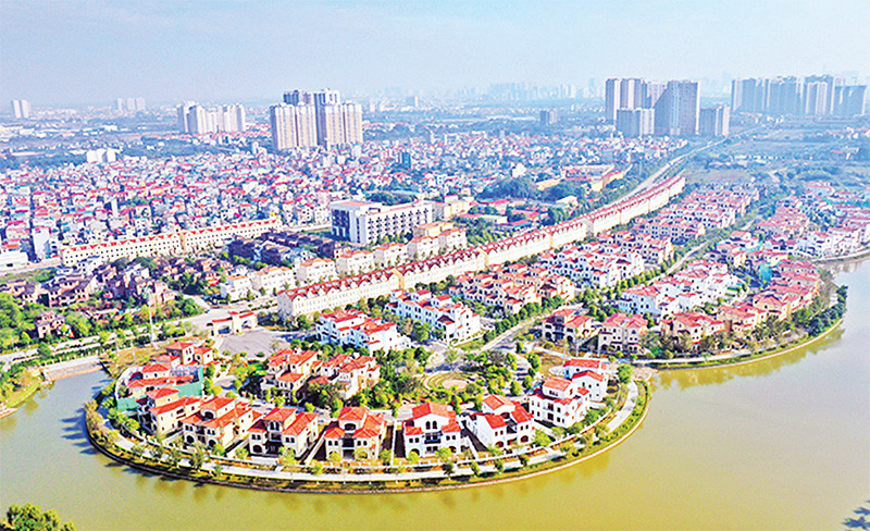 Một góc khu đô thị mới trên địa bàn huyện Hoài Đức. (Ảnh MINH THƯ)