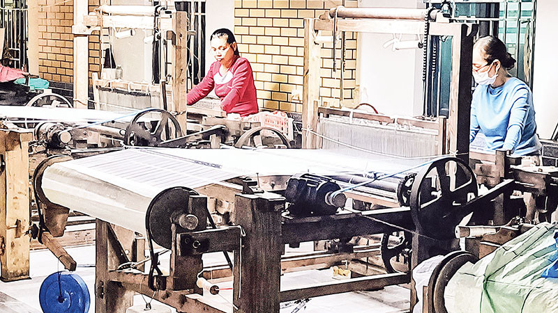 Dệt đũi ở làng nghề Nam Cao, huyện Kiến Xương, tỉnh Thái Bình.