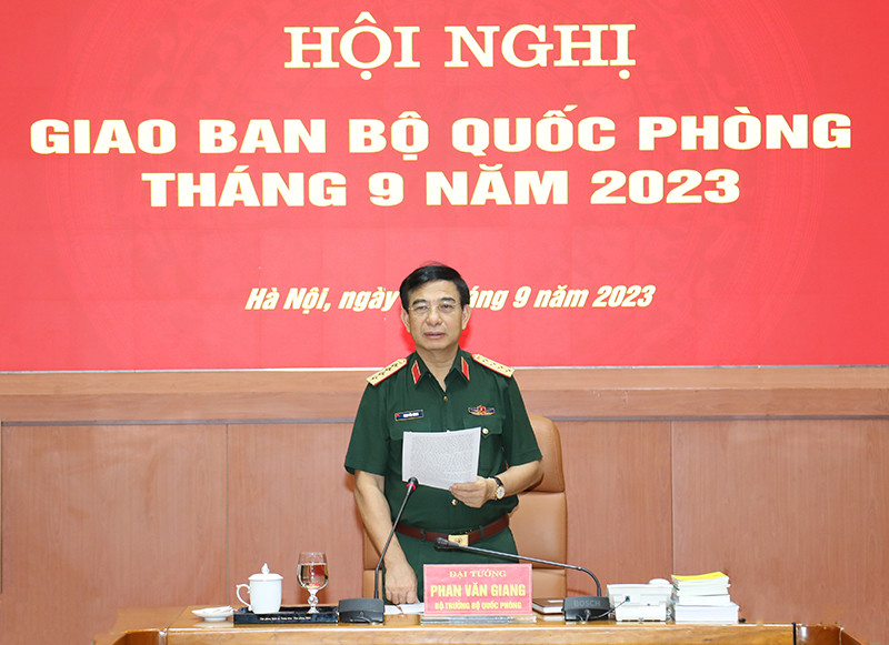 Đại tướng Phan Văn Giang phát biểu chỉ đạo tại hội nghị. Ảnh: Bộ Quốc phòng