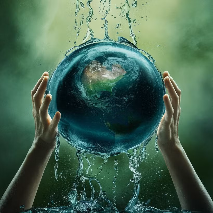 Bảo vệ tài nguyên nước cũng chính là bảo vệ sự sống trên hành tinh. Ảnh do hoạ sĩ Phan Duy Thanh tạo từ AI.
