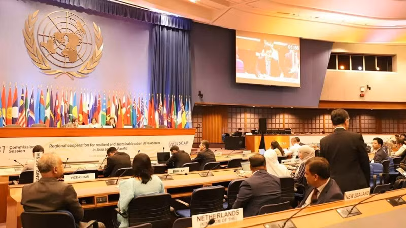 Khóa họp 81 của Ủy ban Kinh tế xã hội khu vực châu Á-Thái Bình Dương của Liên hợp quốc diễn ra từ ngày 21 đến 25/4 tại thủ đô Bangkok, Thái Lan. (Ảnh: Đại sứ quán Việt Nam tại Thái Lan)