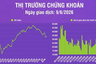 [Infographic] Thị trường chứng khoán 9/6: Thị trường phục hồi nhẹ, thanh khoản thị trường giảm 