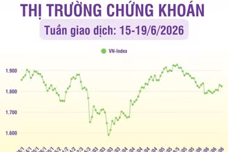 [Infographic] Chứng khoán tuần 15-19/6: VN-Index tăng 1,84%, ngắt mạch suy giảm 4 tuần liên tiếp