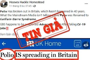 Ảnh chụp màn hình một bài đăng trên Facebook thông tin sai lệch rằng bại liệt là tác dụng phụ sau tiêm vaccine Covid-19.