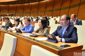 Các đại biểu Quốc hội dự phiên thảo luận ở hội trường về dự án Luật Khám bệnh, chữa bệnh (sửa đổi) chiều 6/1. (Ảnh: THỦY NGUYÊN)