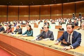 Đại biểu Quốc hội biểu quyết thông qua Luật Bảo hiểm xã hội (sửa đổi). (Ảnh: DUY LINH)