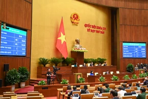 Quốc hội biểu quyết thông qua Luật Quản lý, sử dụng vũ khí, vật liệu nổ và công cụ hỗ trợ (sửa đổi) tại phiên họp sáng 29/6. (Ảnh: DUY LINH) 