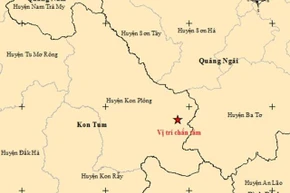 Vị trí tâm chấn tại tỉnh Kon Tum.
