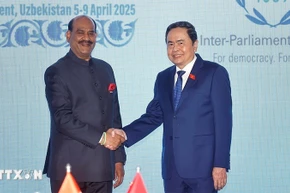 [Ảnh] Chủ tịch Quốc hội Trần Thanh Mẫn gặp Chủ tịch Hạ viện Ấn Độ bên lề IPU-150
