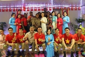 Lực lượng gìn giữ hòa bình Liên hợp quốc của Việt Nam kỷ niệm 77 năm Quốc khánh tại Nam Sudan. (Nguồn: qdnd.vn)