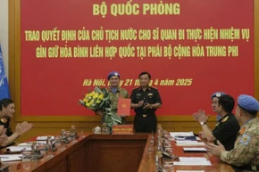 Thiếu tá Sử Tấn Phi Long đảm nhiệm vị trí Quan sát viên Quân sự, Phái bộ MINUSCA, Cộng hòa Trung Phi. 