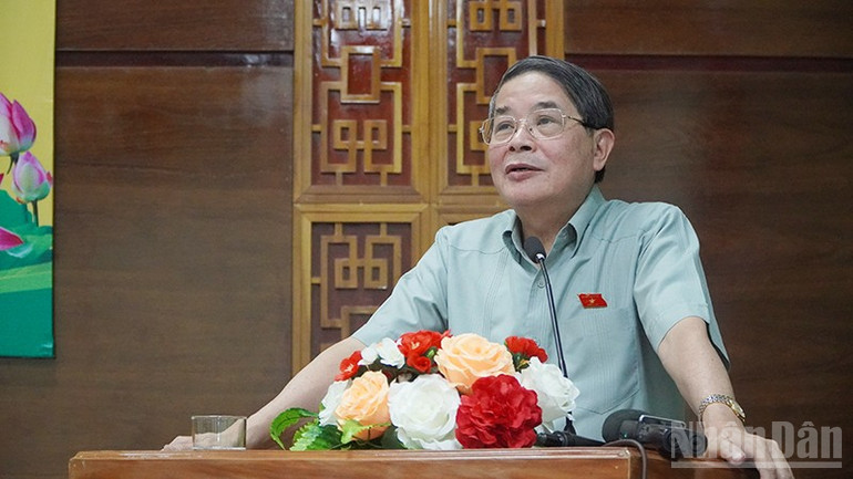 Phó Chủ tịch Quốc hội Nguyễn Đức Hải phát biểu tại buổi tiếp xúc cử tri. ndo_br_sdsdsd.jpg
