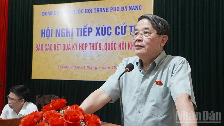 Phó Chủ tịch Quốc hội Nguyễn Đức Hải phát biểu tại Hội nghị tiếp xúc cử tri tại xã Trà My. ndo_br_gfhg.jpg