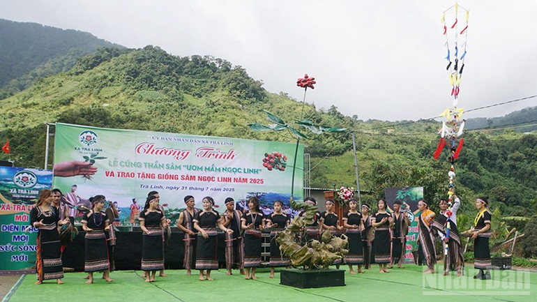 Xã Trà Linh tổ chức Lễ cúng Thần sâm tại Đền thờ Thần sâm Ngọc Linh. ndo_br_a.jpg