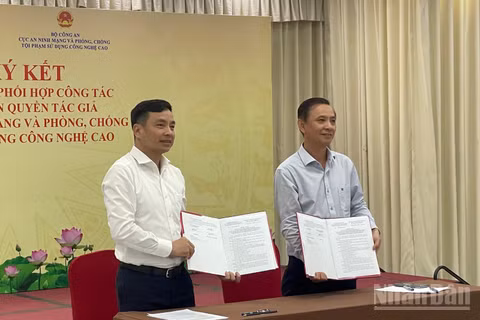 Lễ ký kết giữa hai đơn vị về tăng cường quản lý và thực thi pháp luật về quyền tác giả, quyền liên quan trên môi trường số.