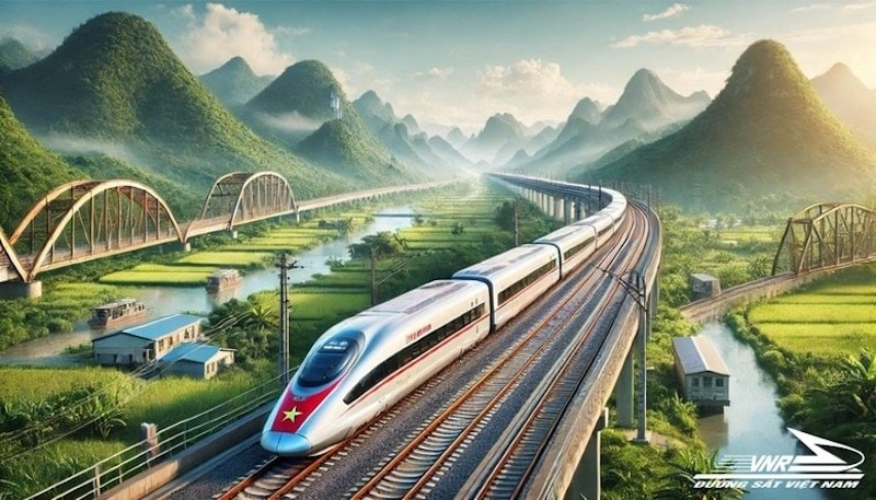 Phối cảnh đường sắt tốc độ cao trên trục bắc-nam.