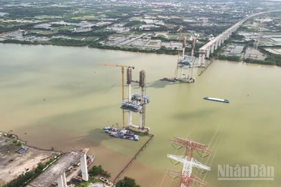 [Ảnh] Toàn cảnh cầu dây văng nút thắt cuối cùng của cao tốc Bến Lức-Long Thành