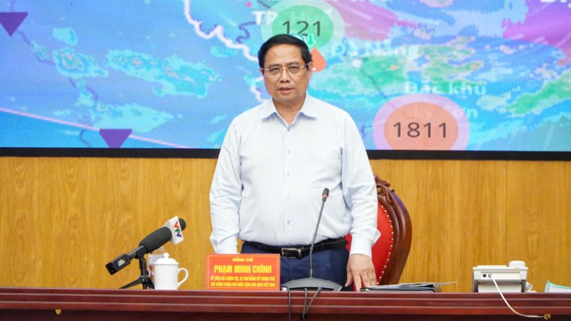 Thủ tướng Phạm Minh Chính phát biểu chỉ đạo tại Sở Chỉ huy tiền phương.