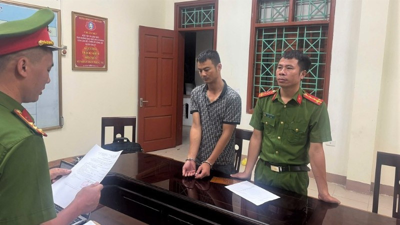 Đối tượng Nguyễn Văn Hòa tại Cơ quan Công an. (Ảnh: CÔNG AN NGHỆ AN)