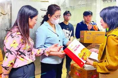 Đoàn kiểm tra của thành phố Hà Nội giám sát việc chấp hành quy định về an toàn thực phẩm tại Công ty TNHH Chế biến thực phẩm Đông Đô.