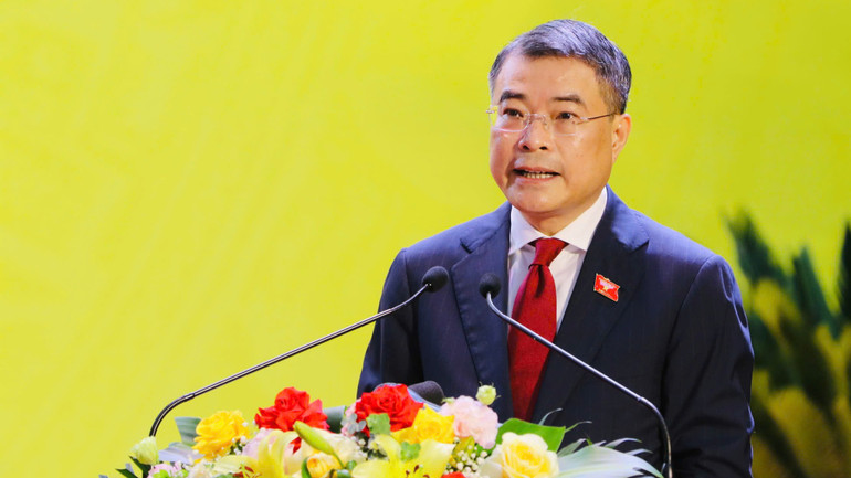 Đồng chí Lê Minh Hưng, Ủy viên Bộ Chính trị, Bí thư Trung ương Đảng, Trưởng Ban Tổ chức Trung ương phát biểu chỉ đạo tại buổi lễ. 3a.jpg