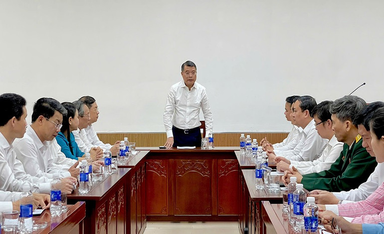 Đồng chí Lê Minh Hưng, Ủy viên Bộ Chính trị, Bí thư Trung ương Đảng, Trưởng Ban Tổ chức Trung ương phát biểu tại buổi làm việc. 33.jpg