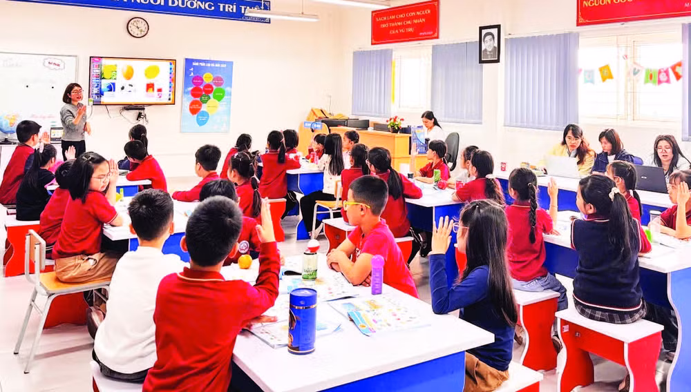 Một tiết học tại Trường tiểu học Đoàn Kết (phường Long Biên, Hà Nội).