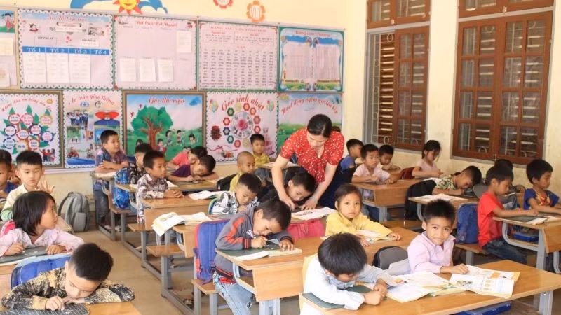 Một tiết học trẻ em vùng cao tại Lai Châu. (Ảnh: PV)