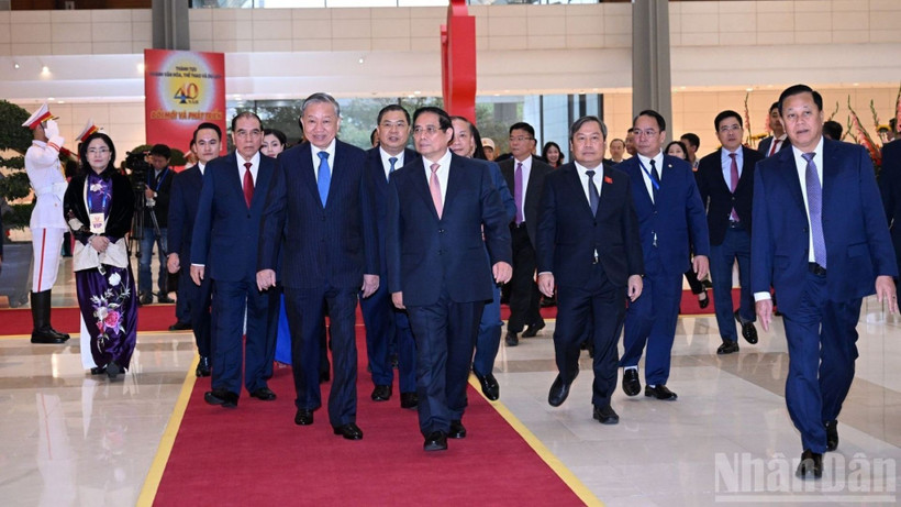 Các đồng chí lãnh đạo Đảng, Nhà nước tham dự Đại hội Thi đua yêu nước lần thứ XI.