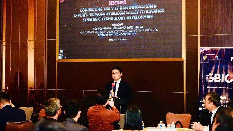 Phó Giám đốc Trung tâm Đổi mới sáng tạo Quốc gia Võ Xuân Hoài tại sự kiện. (Ảnh: NIC)