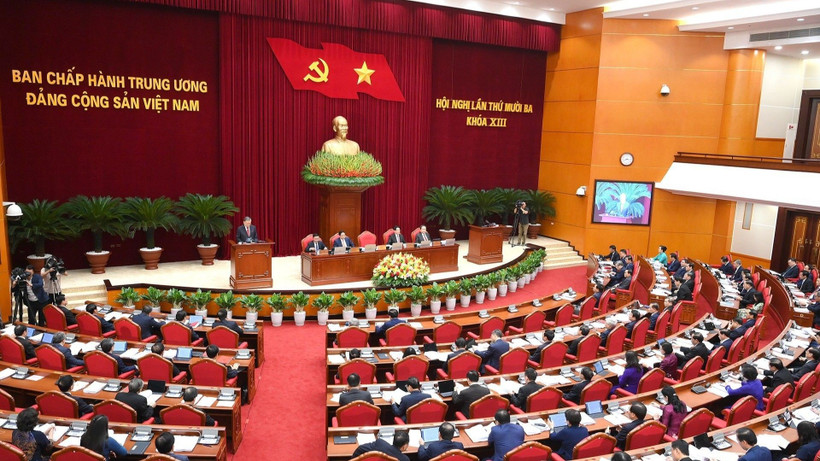 Toàn cảnh ngày làm việc thứ nhất Hội nghị lần thứ 13 Ban Chấp hành Trung ương Đảng khoá XIII. (Ảnh: ĐĂNG KHOA)