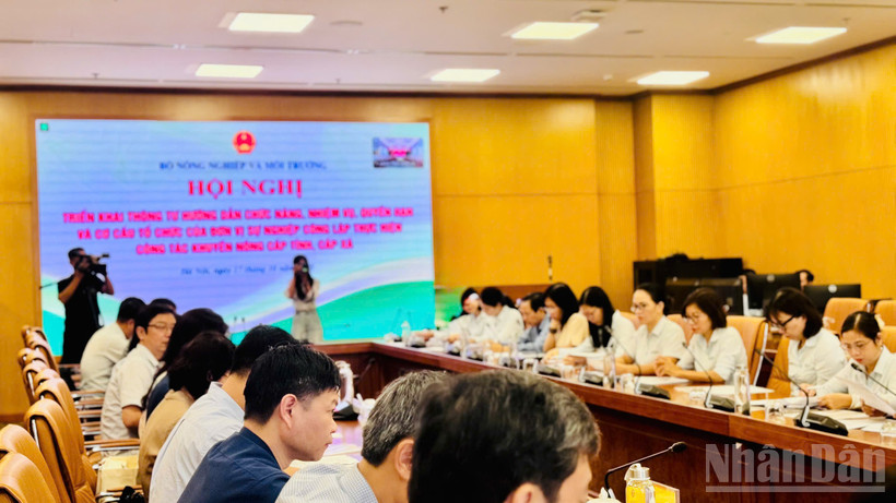 Điểm cầu chính của hội nghị tại trụ sở Bộ Nông nghiệp và Môi trường ở Hà Nội. (Ảnh: HNV)
