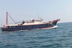Tàu cá nước ngoài xâm phạm chủ quyền vùng biển Việt Nam sáng 10/1. (Ảnh: Bộ đội Biên phòng cung cấp)
