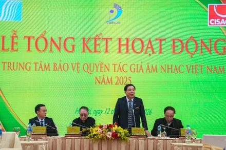 Quang cảnh Lễ tổng kết hoạt động Trung tâm bảo vệ quyền tác giả âm nhạc Việt Nam năm 2025.