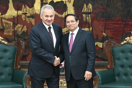 Thủ tướng Phạm Minh Chính đón Đại tướng Sergei Shoigu, Thư ký Hội đồng An ninh Liên bang Nga.