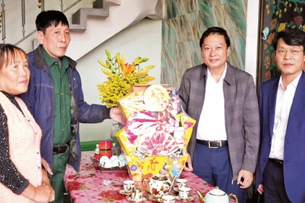 Chủ tịch Ủy ban nhân dân tỉnh Quảng Trị Lê Hồng Vinh thăm, tặng quà Tết Bính Ngọ 2026 thương binh Ngô Thanh Huân ở phường Đồng Thuận.