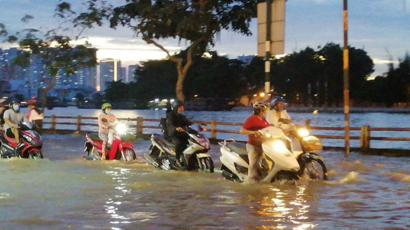 Triều cường gây ngập tại ven biển Bắc Bộ. (Ảnh: Trung tâm Dự báo khí tượng thủy văn quốc gia)