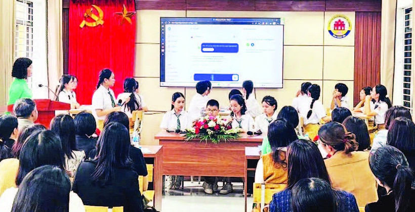 Trường THCS Nguyễn Tất Thành, phường Sơn Nam, tỉnh Hưng Yên ứng dụng AI trong công tác dạy và học.
